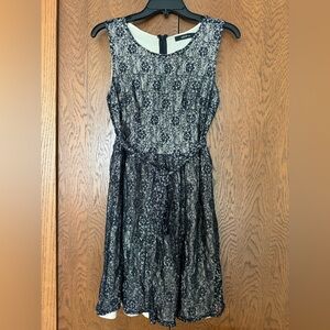Ark & Co Black Lace Overlay Midi Dress with Ivory Lining